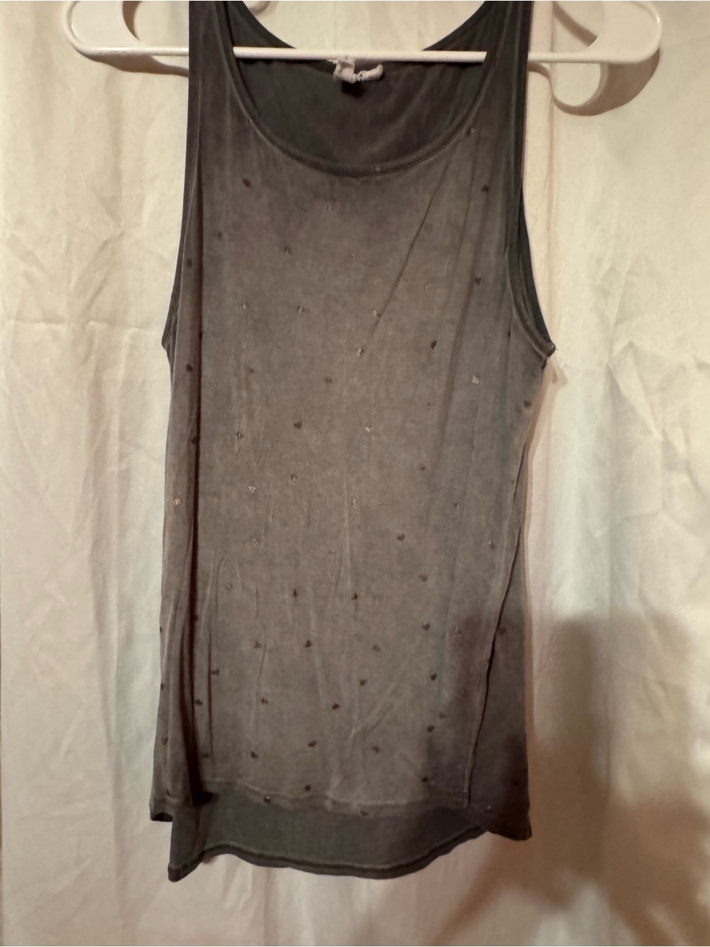Cable + Gauge Size L Women’s Gray Embellished Sleeveless Tank Top